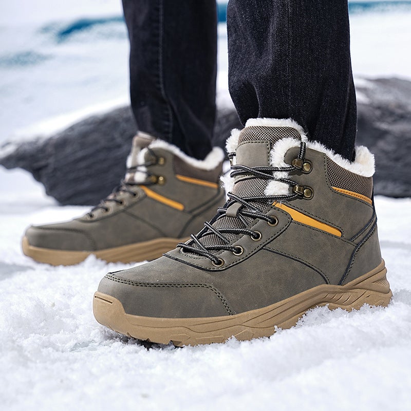 Plus Size Winter Fleece-Lined Sports Cotton Shoes Men'S Warm Snow Boots Outdoor Hiking Hiking Shoes Cold-Proof Winter Shoes - Image 2