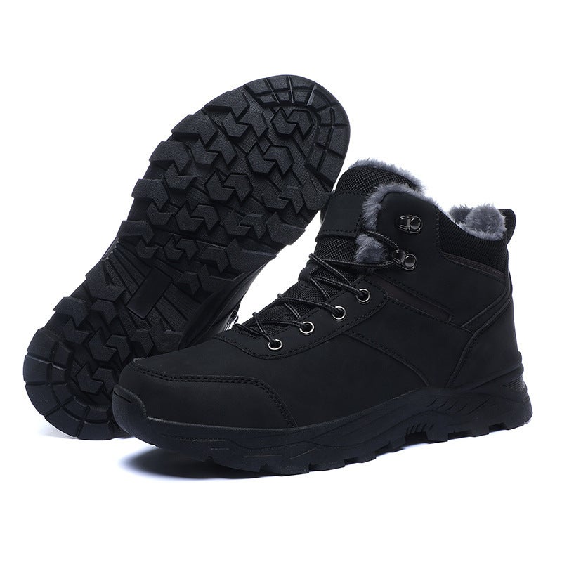 Plus Size Winter Fleece-Lined Sports Cotton Shoes Men'S Warm Snow Boots Outdoor Hiking Hiking Shoes Cold-Proof Winter Shoes - Image 1