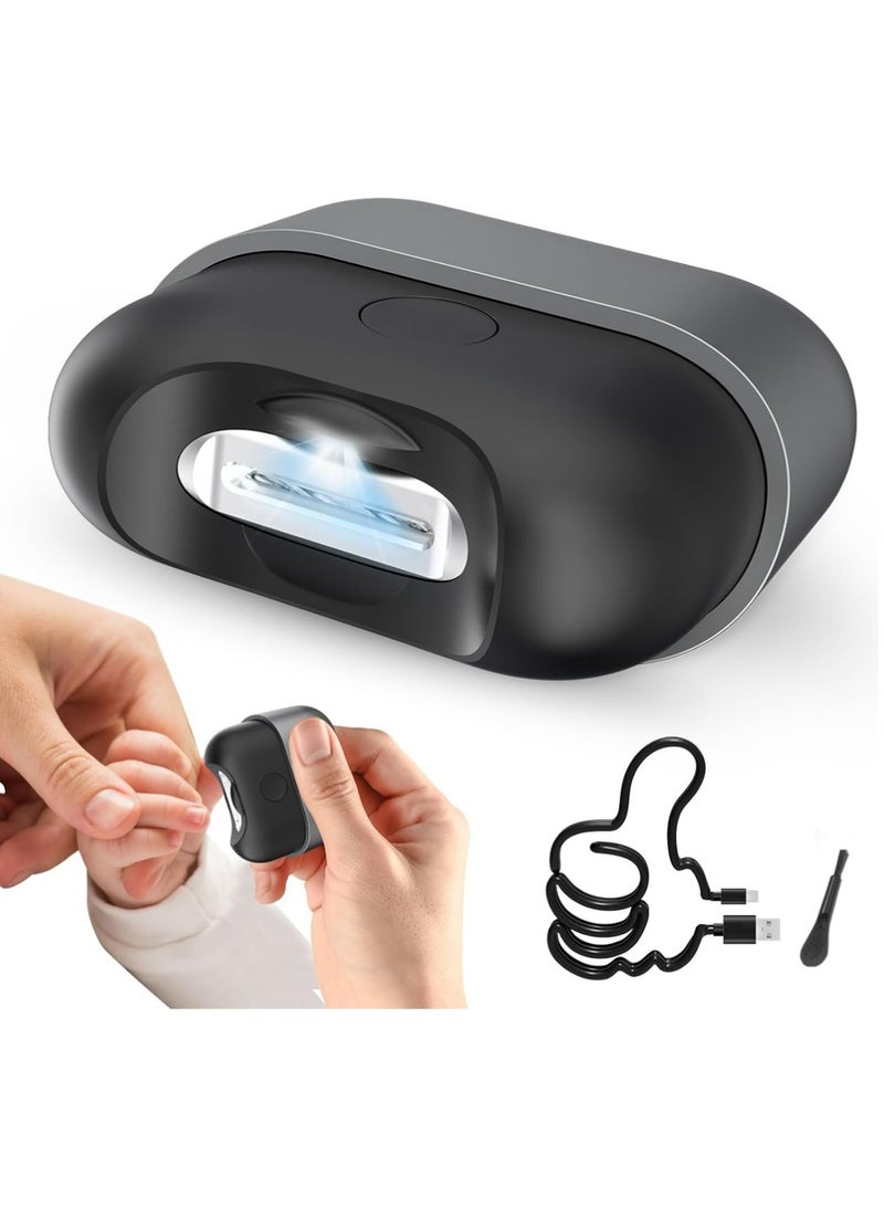 يوجي الكهربائية الأظافر المقطعة، طفل الأظافر المقطعة مع ضوء 2-سرعة USB القابلة لإعادة الشحن المقطعات الرعاية مع الغطاء المغناطيسي وترقية تخزين الأظافر، والأطفال والكبار والمسنين ومقدمي الرعاية (الفضة الأسود) - Image 1