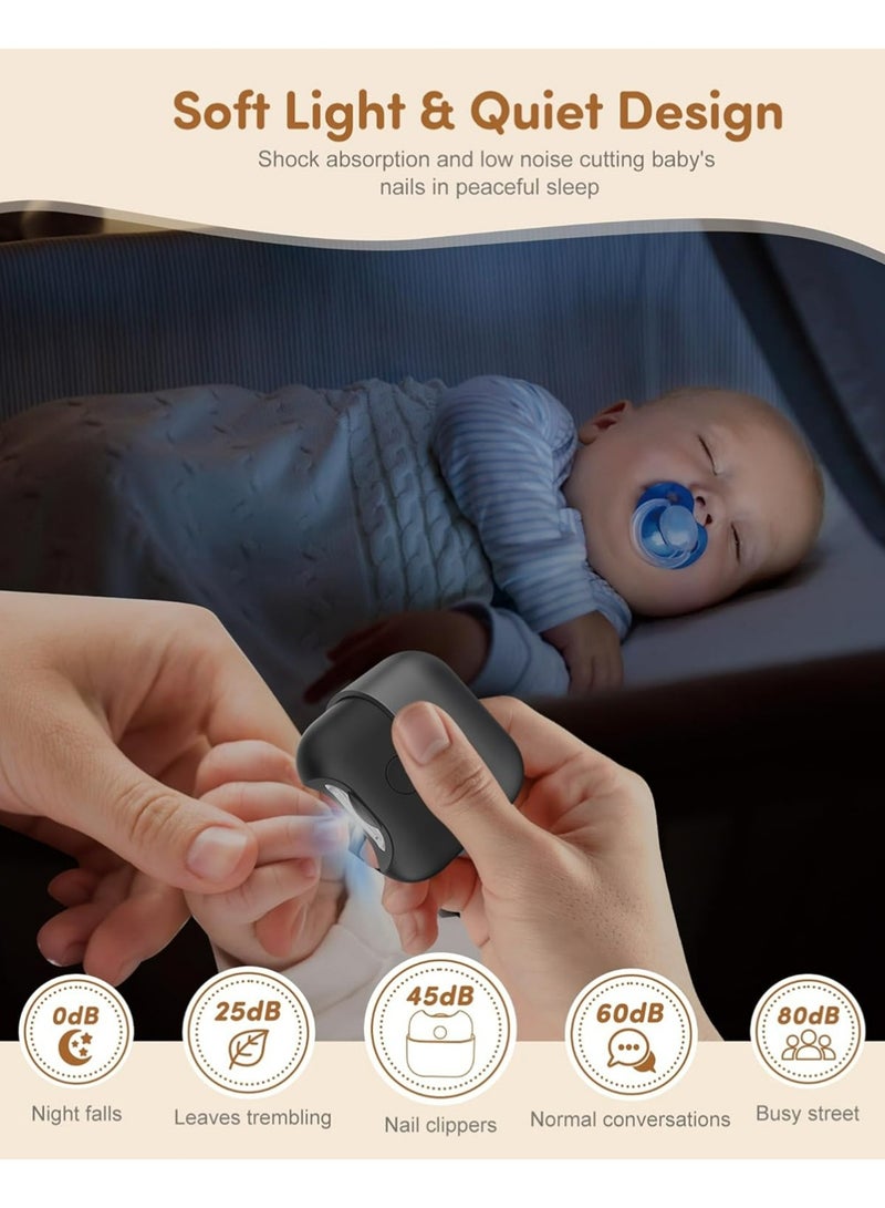 يوجي الكهربائية الأظافر المقطعة، طفل الأظافر المقطعة مع ضوء 2-سرعة USB القابلة لإعادة الشحن المقطعات الرعاية مع الغطاء المغناطيسي وترقية تخزين الأظافر، والأطفال والكبار والمسنين ومقدمي الرعاية (الفضة الأسود) - Image 2