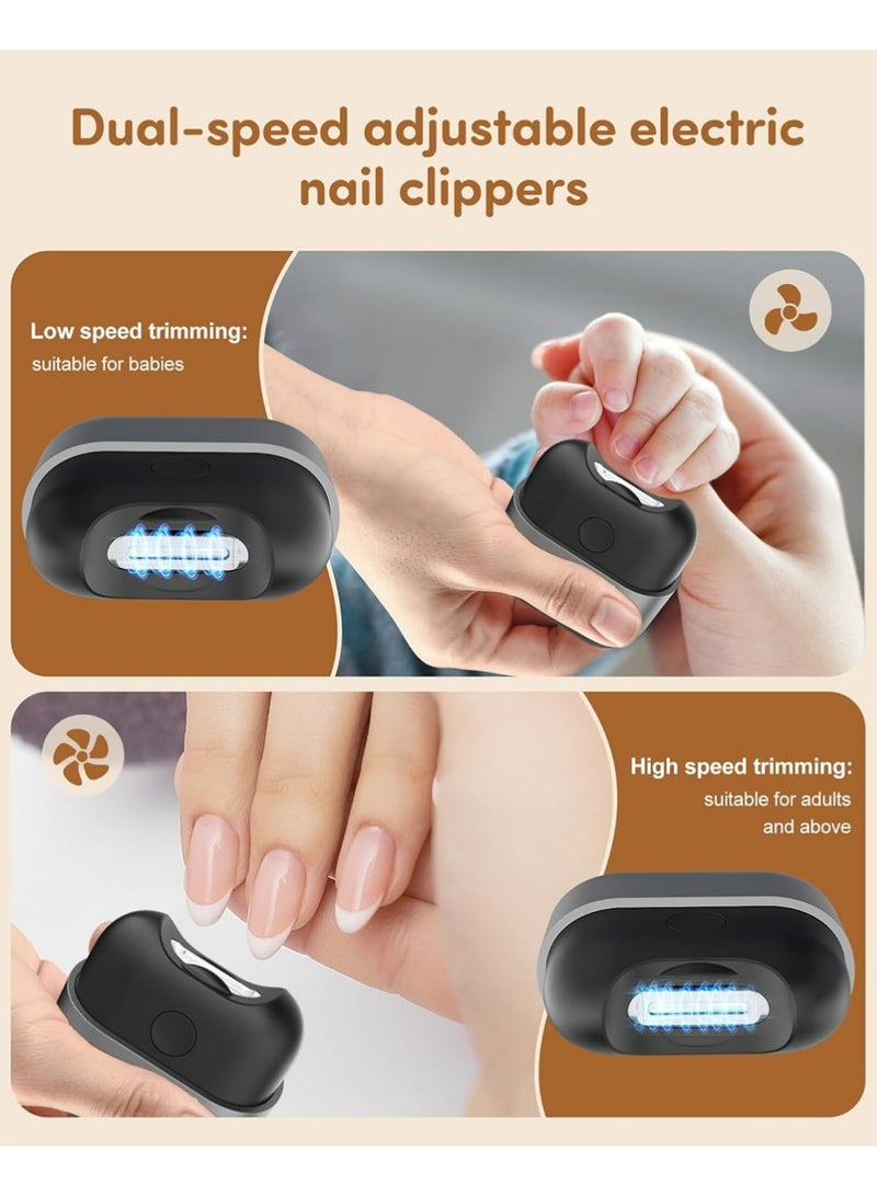 يوجي الكهربائية الأظافر المقطعة، طفل الأظافر المقطعة مع ضوء 2-سرعة USB القابلة لإعادة الشحن المقطعات الرعاية مع الغطاء المغناطيسي وترقية تخزين الأظافر، والأطفال والكبار والمسنين ومقدمي الرعاية (الفضة الأسود) - Image 4