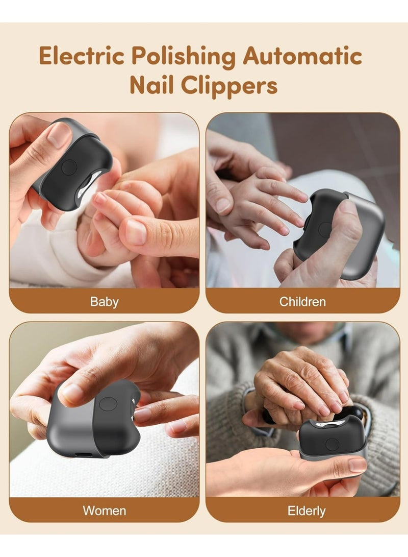 يوجي الكهربائية الأظافر المقطعة، طفل الأظافر المقطعة مع ضوء 2-سرعة USB القابلة لإعادة الشحن المقطعات الرعاية مع الغطاء المغناطيسي وترقية تخزين الأظافر، والأطفال والكبار والمسنين ومقدمي الرعاية (الفضة الأسود) - Image 3
