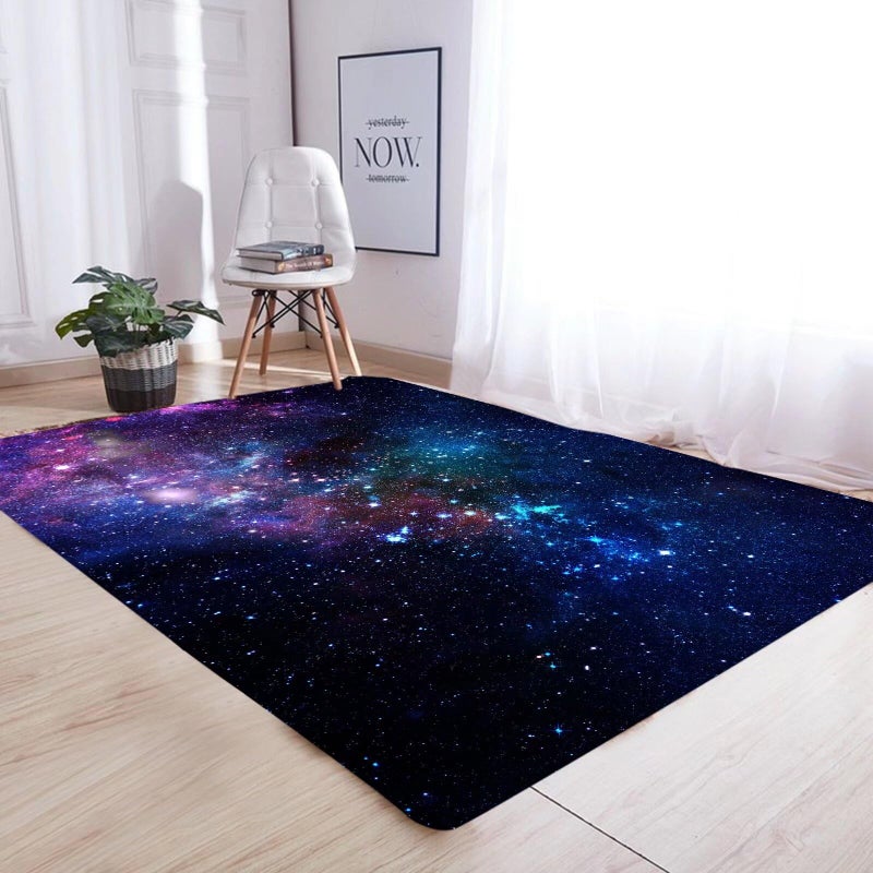 kxry 6 * 9 Feet Galaxy Soft Area Rugs for Kids Girls Boys Blue and Purple Outer Space Starry Sky Universe Floor Carpet for Living Room Bedroom Dorms Nursery Rooms Home Decor Aesthetic - Image 2