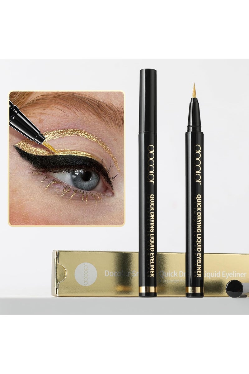 docolor Waterproof Eyeliner Pen Super Slim Liquid Eye Liner Gel - Gold - Image 1