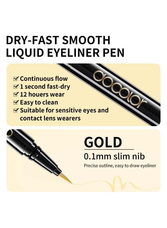 docolor Waterproof Eyeliner Pen Super Slim Liquid Eye Liner Gel - Gold - Image 4