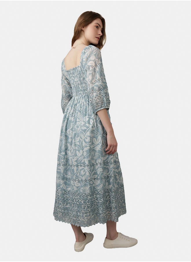 American Eagle AE Puff Sleeve Smocked Midi Dress  - Image 4