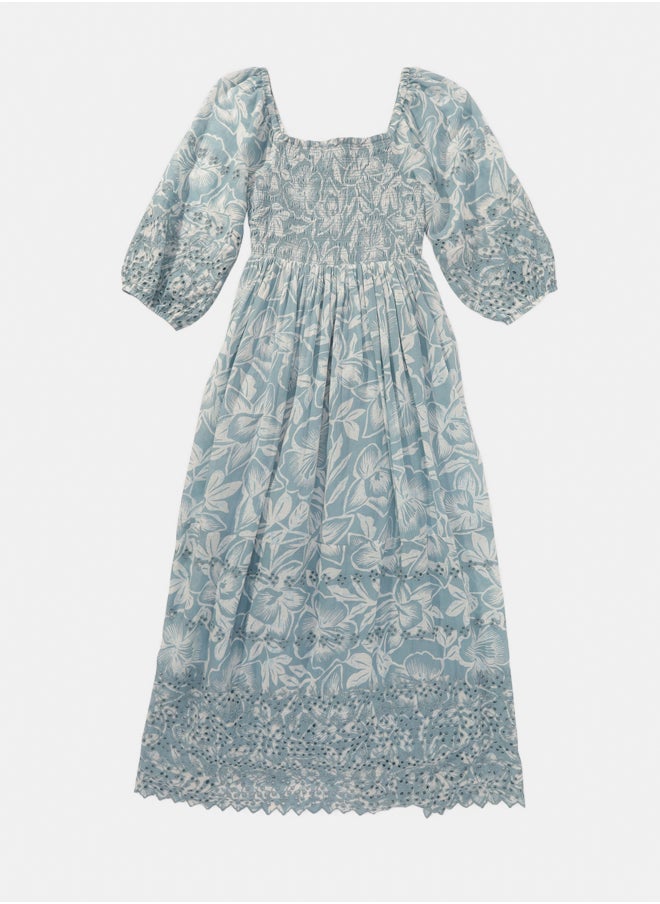 American Eagle AE Puff Sleeve Smocked Midi Dress  - Image 1