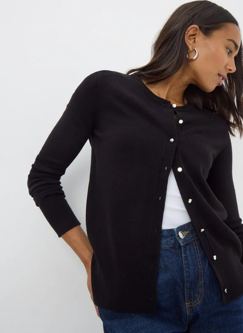 Matalan Black Button Soft Cardigan