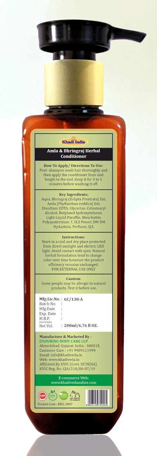 Khadi Veda Amla Bhringraj Hair Conditioner For Hair 200Ml Each Pack OF 2 - Image 2