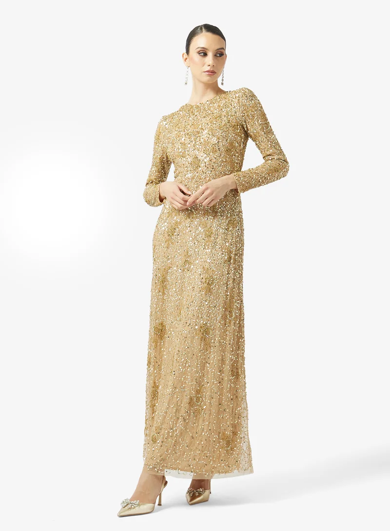 MARYISA  Embellished Sequin Maxi Dress for Women | Best Price UAE