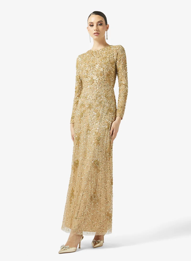 MARYISA Embellished Sequin Maxi Dress