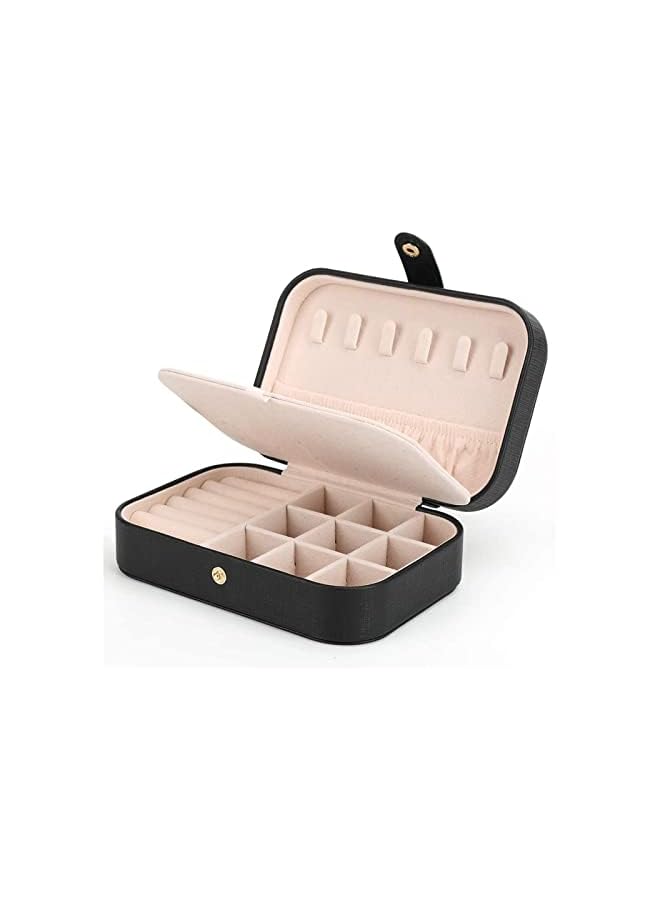PROMASS Jewelry Box Necklace Ring Storage Organizer Mini Jewelry case Double Layer Travel Jewelry Organizer for Women Girls Gift/Black - Image 2