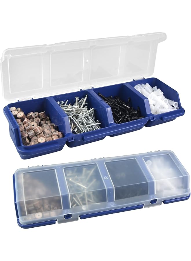 PROMASS promass Screw Organizer Storage Bins, 2 Pack Stackable Bins with Lids, Divider Compartment Containers for Garage/Craft Tool Organizing, Tool Cart Cabinet Workbench Drawers Organization and St  - Image 1