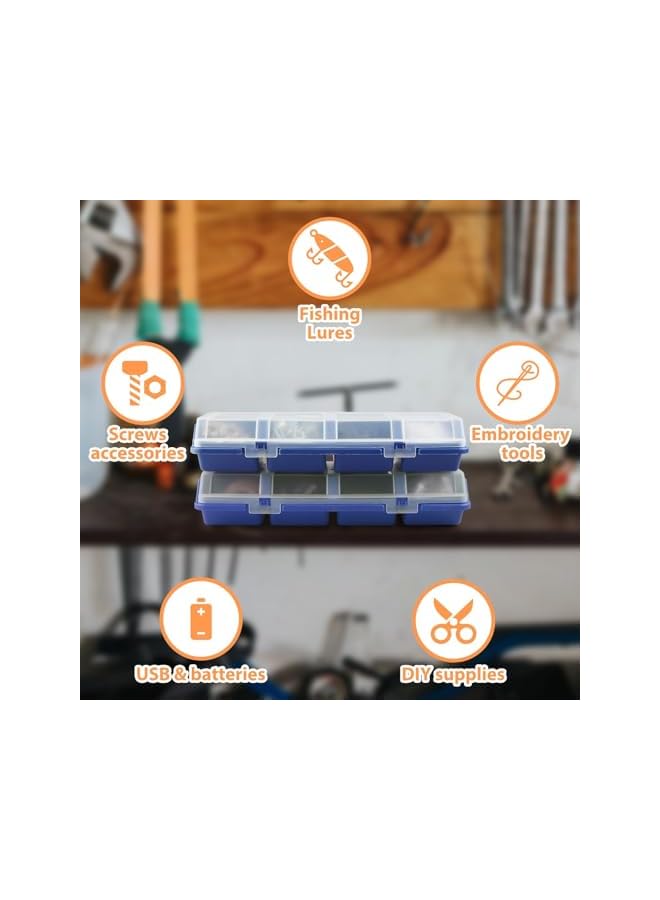 PROMASS promass Screw Organizer Storage Bins, 2 Pack Stackable Bins with Lids, Divider Compartment Containers for Garage/Craft Tool Organizing, Tool Cart Cabinet Workbench Drawers Organization and St  - Image 3