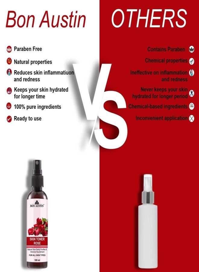Bon Austin Rose Face Toner for Radiant Glow Skin Toner with Vitamin C/Pore Tightening Toner for Men & Women Pack of 2 of 100 ML - Image 5