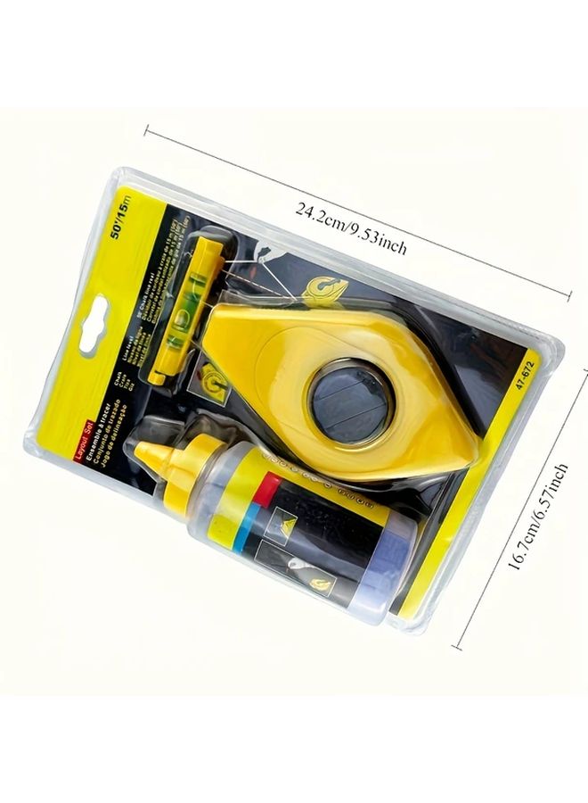 3 Piece Heavy Duty Plastic Building Marking Set With Chalk Line Tool Level And Measuring Tape - Image 3
