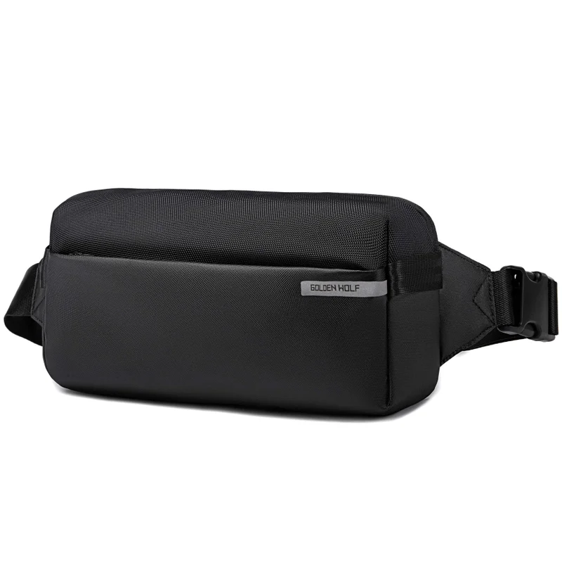 أركتيك هانتر Golden Wolf Fashion Crossbody Bag Water Resistant Anti-Theft Polyester Chest Bag Business Travel for Men Women, GXB00895, Black