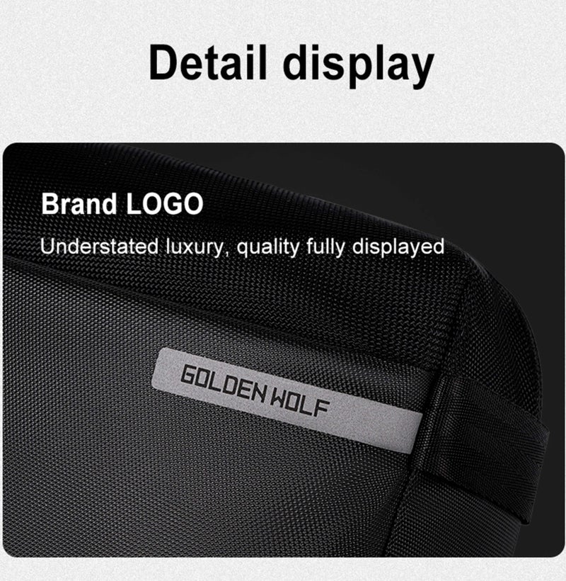 ARCTIC HUNTER Golden Wolf Fashion Crossbody Bag Water Resistant Anti-Theft Polyester Chest Bag Business Travel for Men Women, GXB00895, Black - Image 3