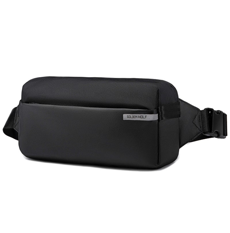 Golden Wolf Fashion Crossbody Bag Water Resistant Anti-Theft Polyester Chest Bag Business Travel for Men Women, GXB00895, Black - Image 1
