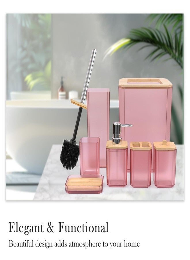 CERBIOR Bathroom Accessories Set 7 Piece Bath Ensemble Includes Soap Dispenser, Toothbrush Holder, Toothbrush Cup, Soap Dish for Decorative Countertop and Housewarming Gift (Pink) - Image 4