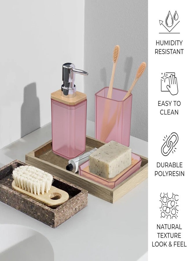 CERBIOR Bathroom Accessories Set 7 Piece Bath Ensemble Includes Soap Dispenser, Toothbrush Holder, Toothbrush Cup, Soap Dish for Decorative Countertop and Housewarming Gift (Pink) - Image 5