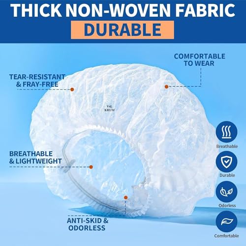 JASMINE & GLORY Premium Disposable Bouffant Caps | White Hair Cover with Elastic Band | Hygienic Head Protection for Salons, Spas, Kitchens | Universal Fit | Bulk Pack (300 Pcs) - Image 4
