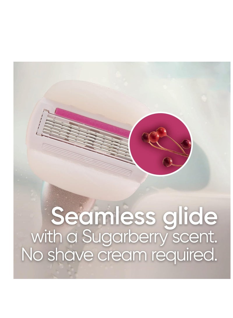Gillette شفرة حلاقة جيلت فينوس كومفورت غلايد بلس أولاي سكر بيري للنساء مع مقبض معدني وردي ذهبي + 4 شفرات احتياطية، هدايا العيد للنساء - Image 4