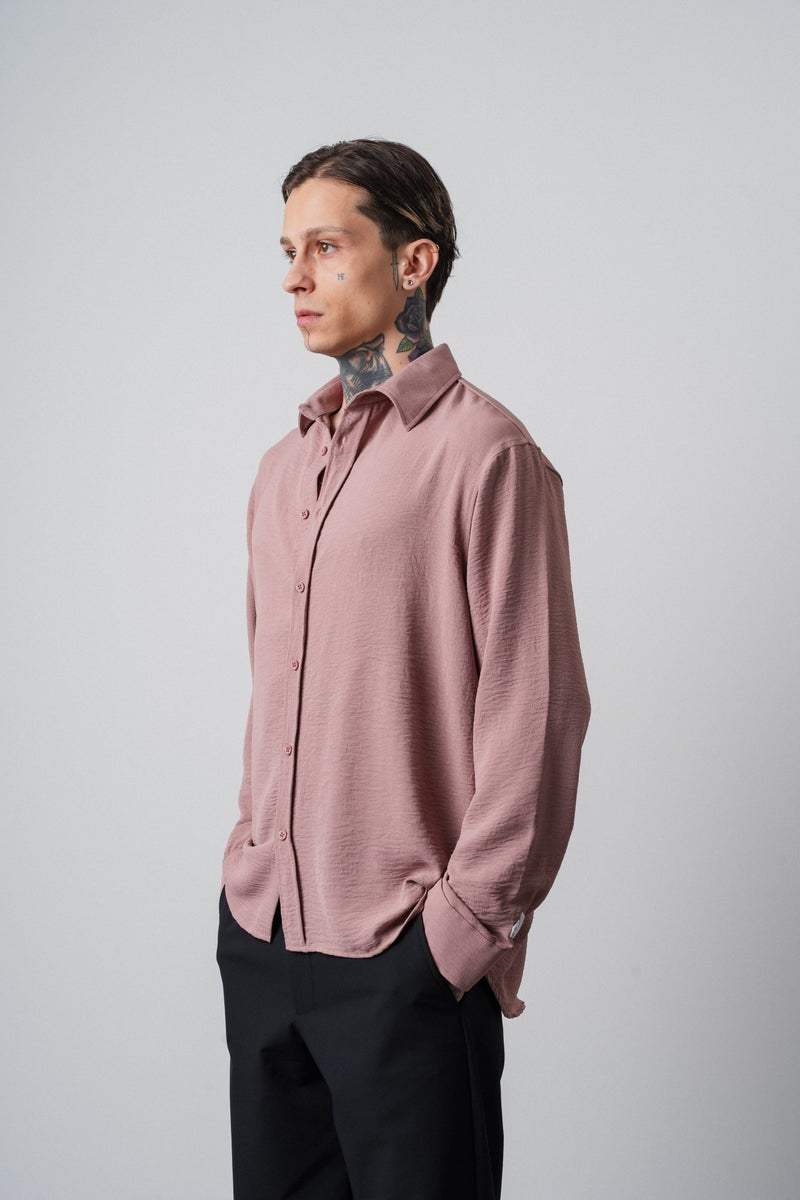 RESPIRE Men's Embroidered Long-Sleeve Aerobin Oversize Shirt Rose - Image 3
