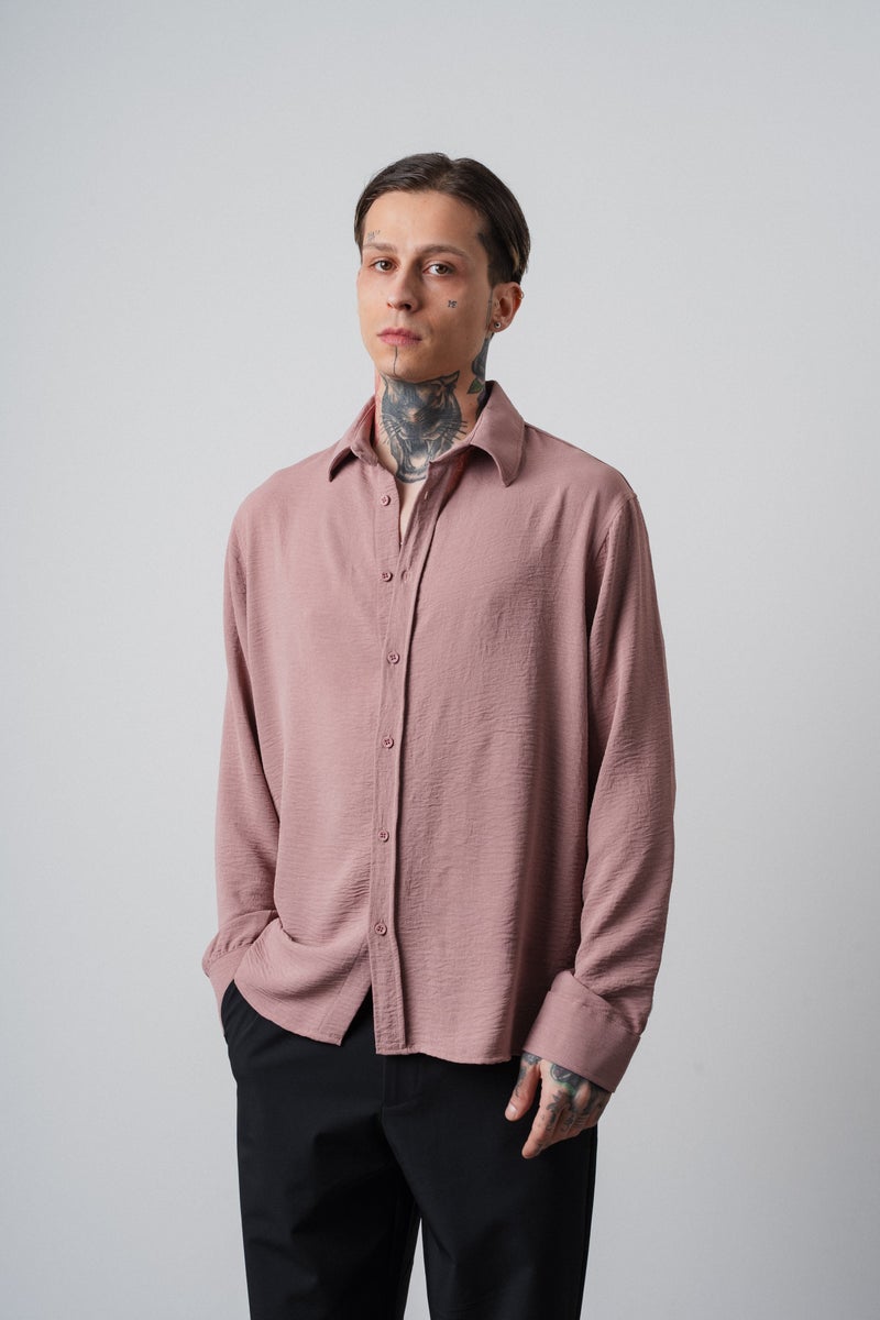 RESPIRE Men's Embroidered Long-Sleeve Aerobin Oversize Shirt Rose - Image 2
