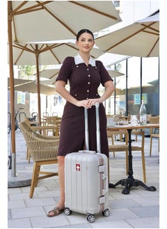 SWISSCASE V801 Hardshell Suitcase, 24-Inch, Aluminium Frame, Double Spinner Wheels, Disert  - Image 3