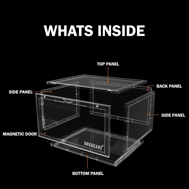 Kresal Clear Shoe Storage Organizer with Magnetic Door Stackable Boxes for Closet Foldable SpaceSaving Shoe Rack for Sneaker Boot Container Plastic Shoe Box 1 Pc White - Image 5
