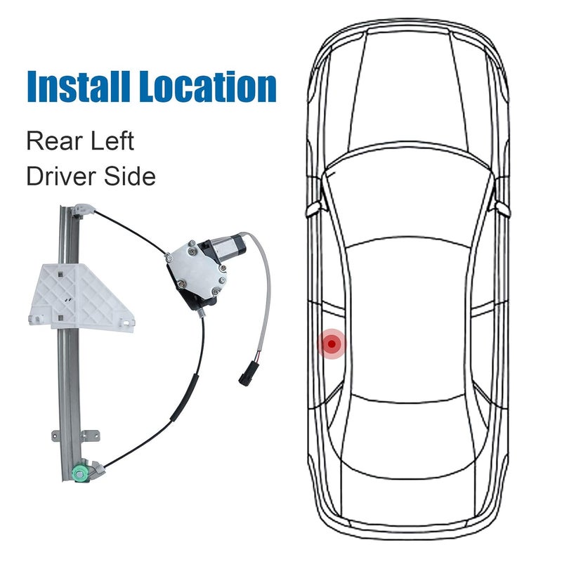 MOJTBE 741-374 Rear Driver Side Power Window Regulator with Motor Assembly for 2001-2004 Jeep Grand Cherokee - Image 2