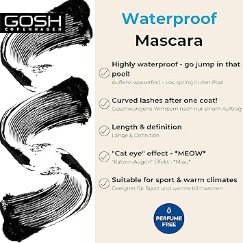 GOSH Catchy Eyes Mascara Waterproof for Extra Long Defined Eyelashes I for the Best Cat Eye Effect I Waterproof Mascara I FragranceFree SkinFriendly Ideal for Sports Beach I 001 Black - Image 2