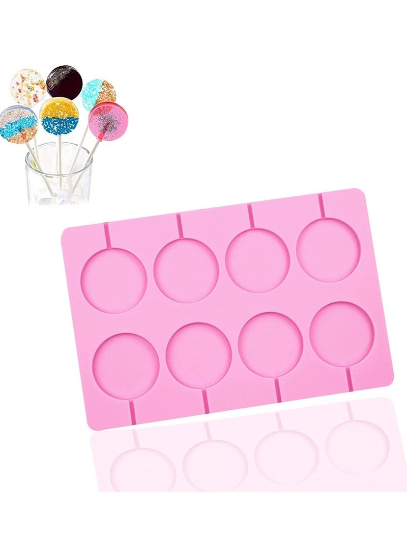 Y&D Silicone Lollipop Moulds, 8 Capacity Round Chocolate Hard Candy Ice Great for Lollipop, Sucker, Candy, Chocolate, Cake Pop  - Image 1