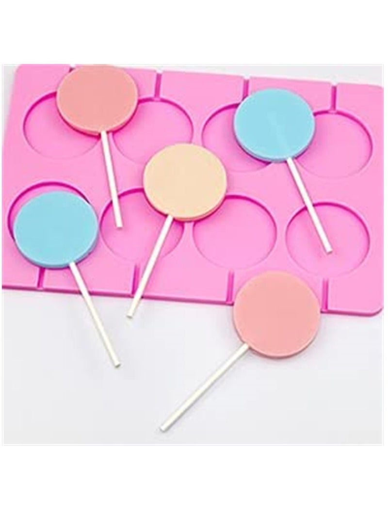 Y&D Silicone Lollipop Moulds, 8 Capacity Round Chocolate Hard Candy Ice Great for Lollipop, Sucker, Candy, Chocolate, Cake Pop  - Image 3