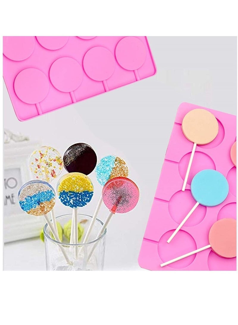 Y&D Silicone Lollipop Moulds, 8 Capacity Round Chocolate Hard Candy Ice Great for Lollipop, Sucker, Candy, Chocolate, Cake Pop  - Image 4