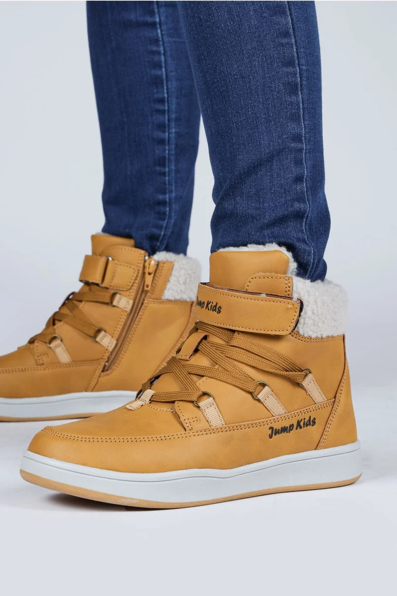 Jump 29180 Clay Color Girl's Boots with Velcro and Zipper