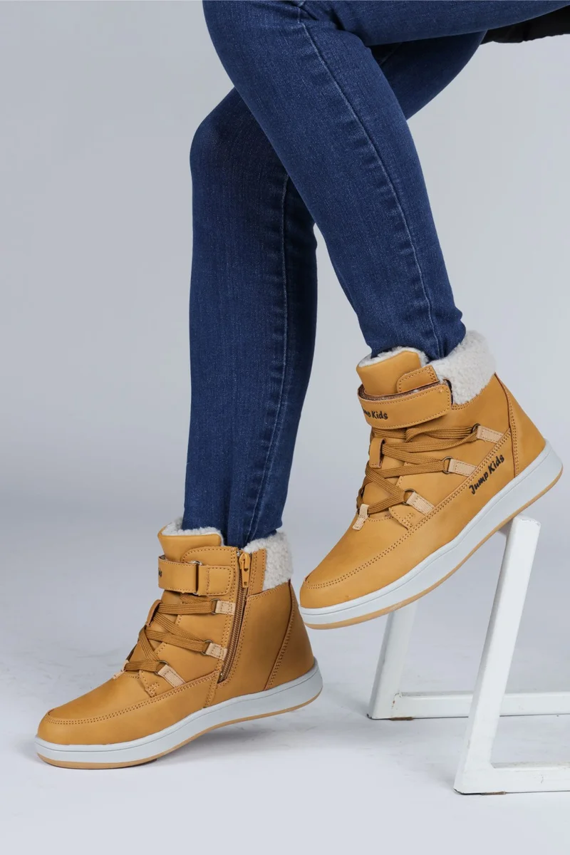 Jump 29180 Clay Color Girl's Boots with Velcro and Zipper