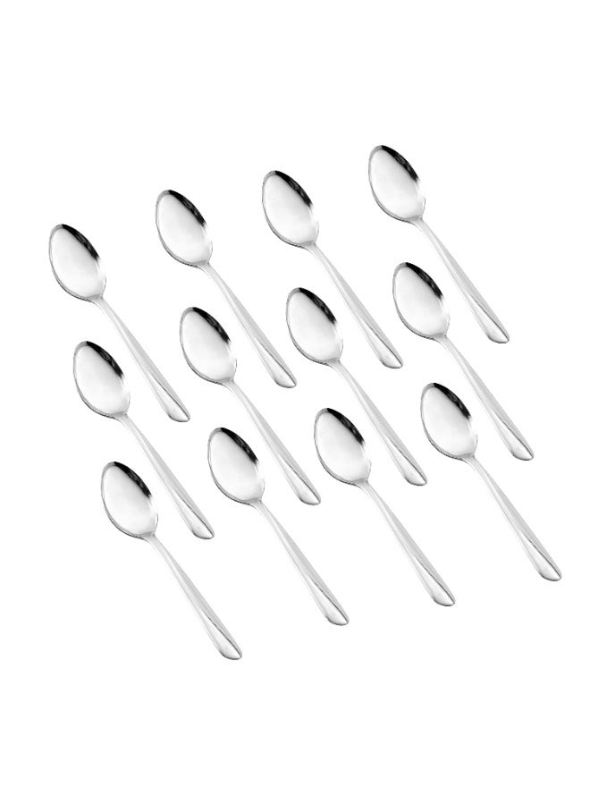 هيك طقم ملاعق حلى من الستانلس ستيل المقاوم للصدأ مكون من 12 قطعة فضي - Image 1