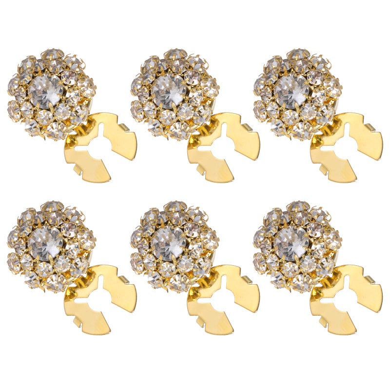 Aysatogc 6PCS Button Covers Rhinestone Detachable Button Covers for Women Blouses Crystal Decorative Clips Buttons Jewelry for Jeans Sewing DIY Craft Women Men(Gold) - Image 1