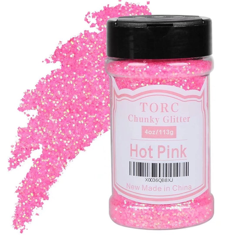 TORC Iridescent Hot Pink Chunky Glitter 4 OZ Glitter for Resin Crafts Tumblers Cosmetic Makeup Nail Art Festival Decoration