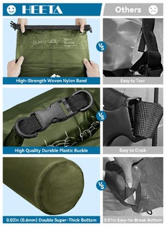 Heeta Waterproof Dry Bag For Women Men, Roll Top Lightweight Dry Storage Bag Backpack With Phone Case For Travel, Swimming, Boating, Kayaking, Camping And Beach, Transparent Pitch Green 5L  - Image 4