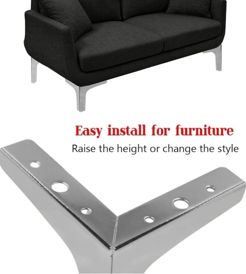 PH Sofa Leg Finish T Shape Set of 4 Stylish Durable Furniture Legs for Sofa Couch Chairs More Includes Mounting Screws for Easy Installation Ideal for Modern Home Decor Silver 4 INCHES - Image 3