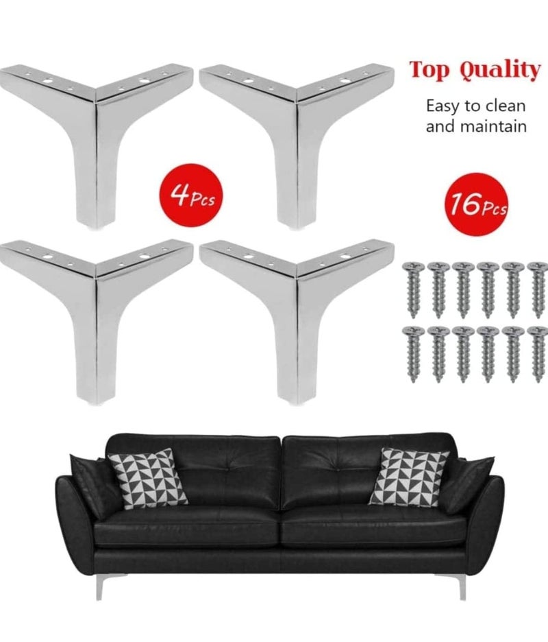 PH Sofa Leg Finish T Shape Set of 4 Stylish Durable Furniture Legs for Sofa Couch Chairs More Includes Mounting Screws for Easy Installation Ideal for Modern Home Decor Silver 4 INCHES - Image 4