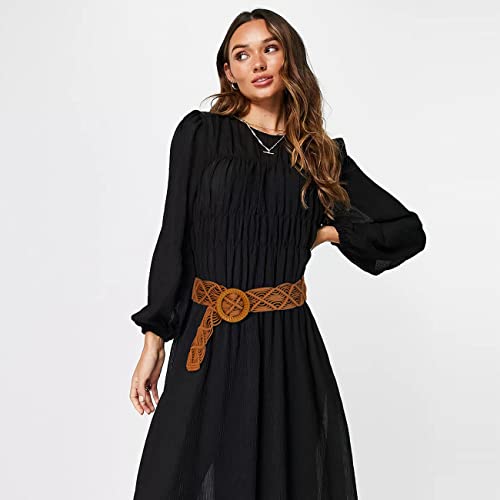 Suyi Boho Belt for Women Braided Woven Belts Bohemian Waist Belts for Dress Brown - Image 2