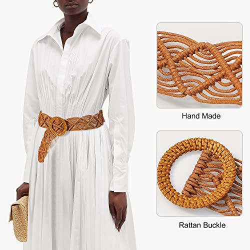 Suyi Boho Belt for Women Braided Woven Belts Bohemian Waist Belts for Dress Brown - Image 3