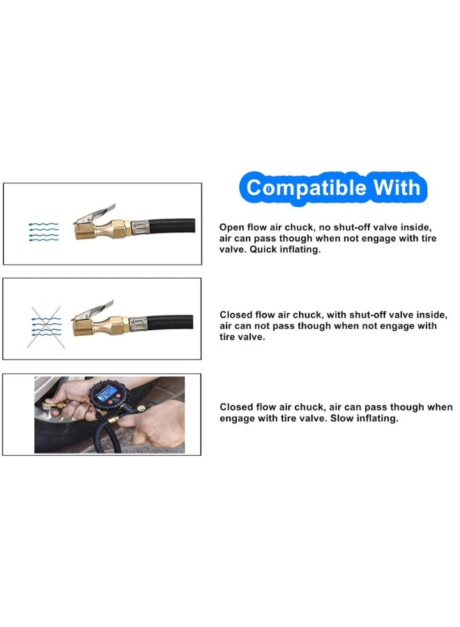 Generic Heavy Duty Brass Air Chuck, Closed Flow Straight Tire Chuck with Lock-on Clip,  Tyre Chuck for Tire Inflator Pressure Gauge Air Pump Compressor Accessories  - Image 2