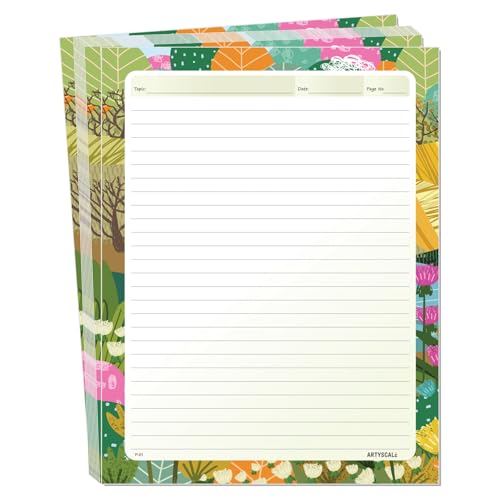 ARTYSCALE A4 Designer Multicolour Project 100 GSM Paper Sheet (One Side Ruled) for School, Colleges Assignments, Creative Art & Craft Practical Work, Floral Art Design (50 Sheets) - Image 1