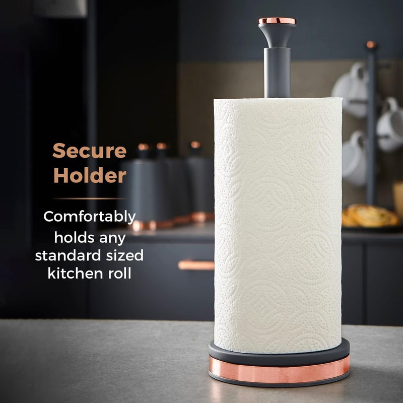 Tower T826133GRY Cavaletto Towel Pole Kitchen Roll Holder with Soft Underliner, Grey and Rose Gold - Image 4