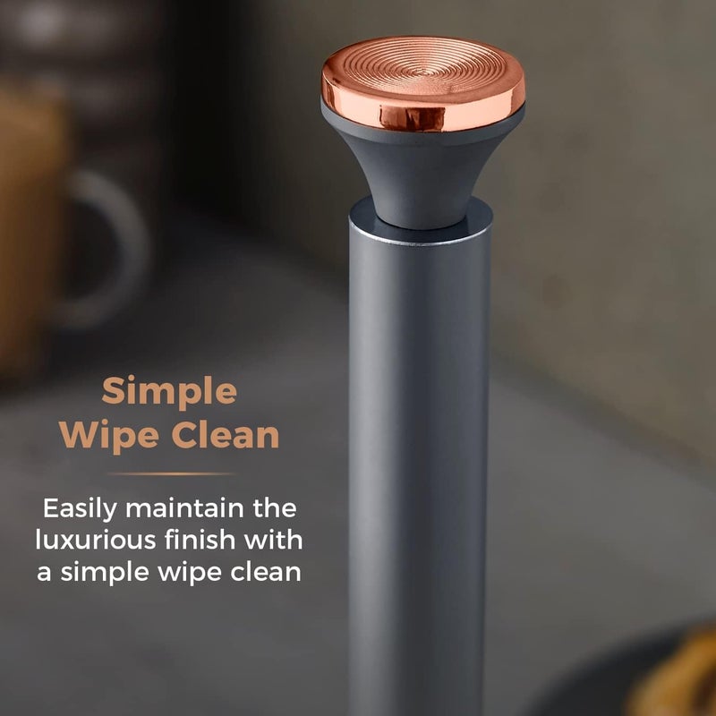 Tower T826133GRY Cavaletto Towel Pole Kitchen Roll Holder with Soft Underliner, Grey and Rose Gold - Image 5